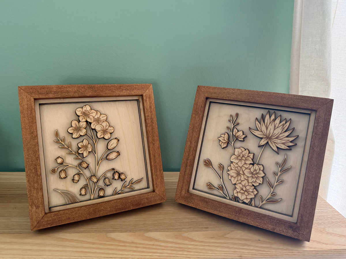 Handmade Birth Month Flower Shadow Box – Layered Wood Frame | Handmade Gift & Home Decor | Mother's day Gift | Birthday Gift
