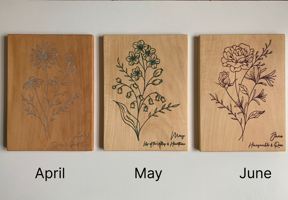Birth month flower Wooden Wall art | Home deco | Birthday gift | Mother's day gift | Anniversary gift | Perfect Gift idea