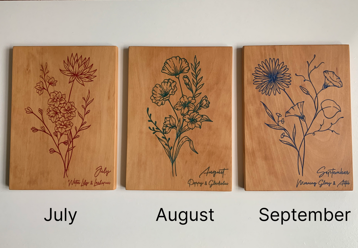 Birth month flower Wooden Wall art | Home deco | Birthday gift | Mother's day gift | Anniversary gift | Perfect Gift idea