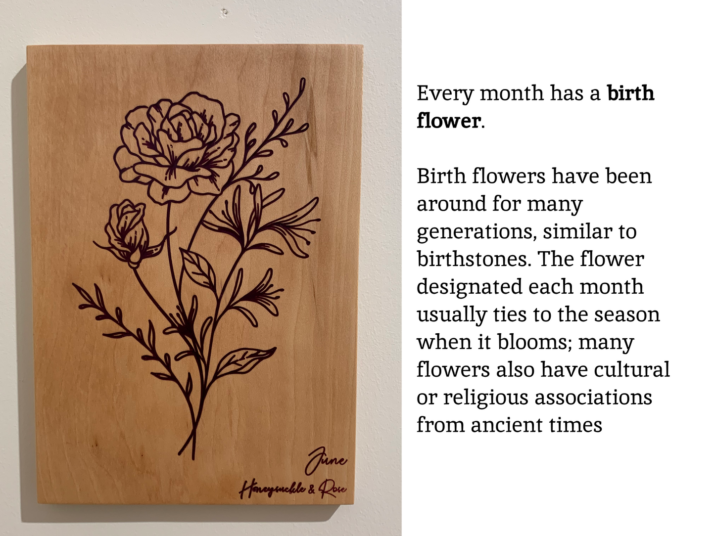 Birth month flower Wooden Wall art | Three pieces wall art | Home deco | Birthday gift | Mother's day gift | Anniversary gift | Perfect Gift idea
