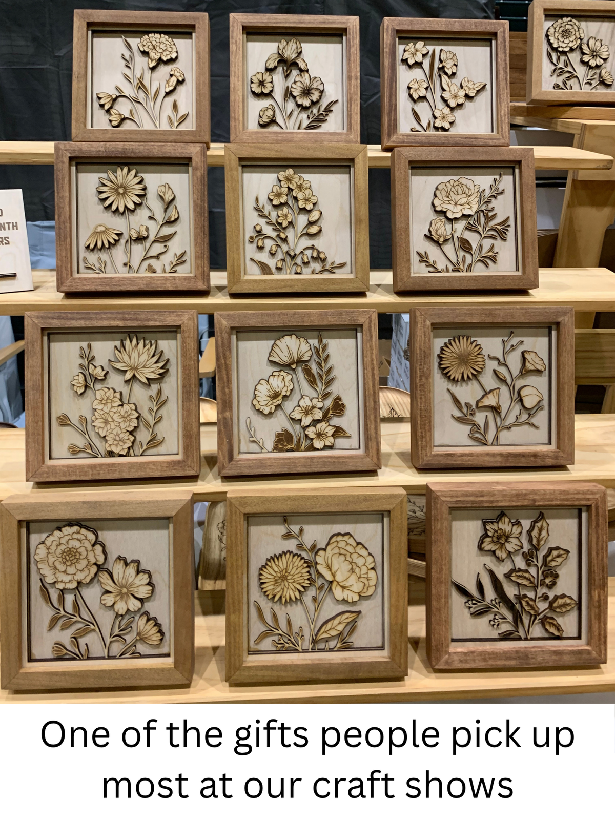 Birth Month Flower Shadow Box – Layered Wood Wall & Tabletop Decor, Birthday Gift